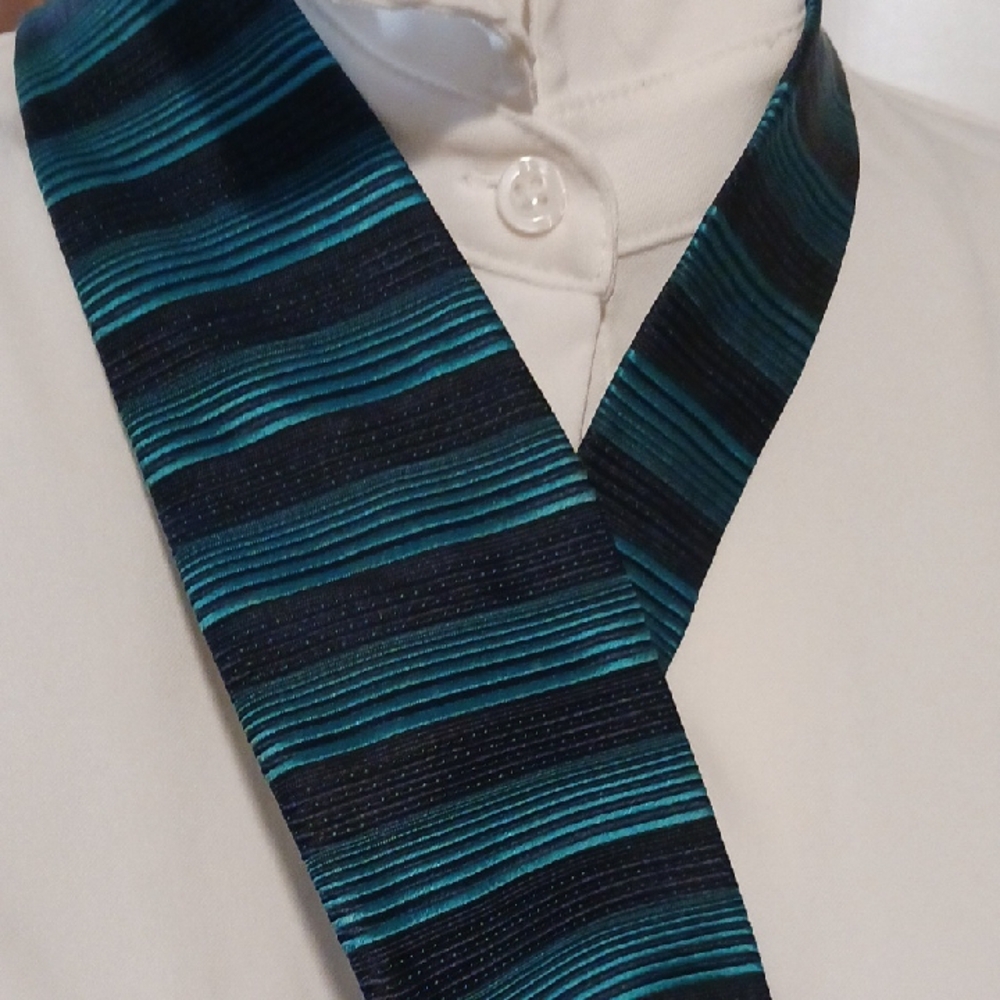 Dior Black and Blue Striped Tie